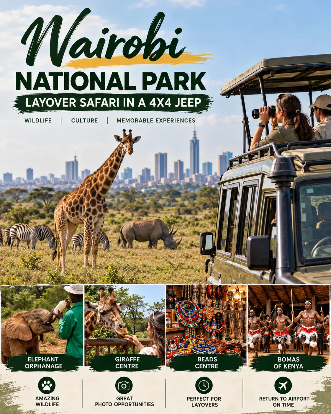 Nairobi National Park Layover Safari in a 4X4 Jeep
